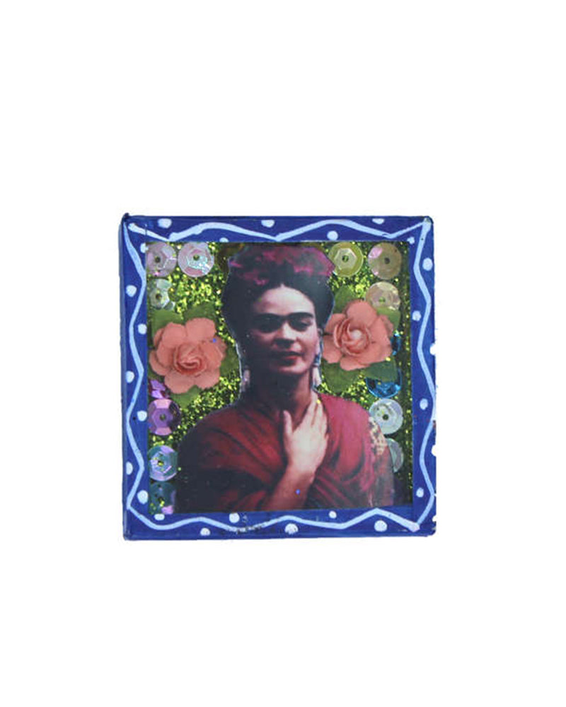Cajita-imán Frida mano reposa cuello (azul)
