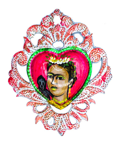 Corazón Mexicano Deco Frida (fondo fucsia)