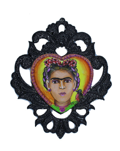 Corazón Mexicano Deco Frida (fondo negro)